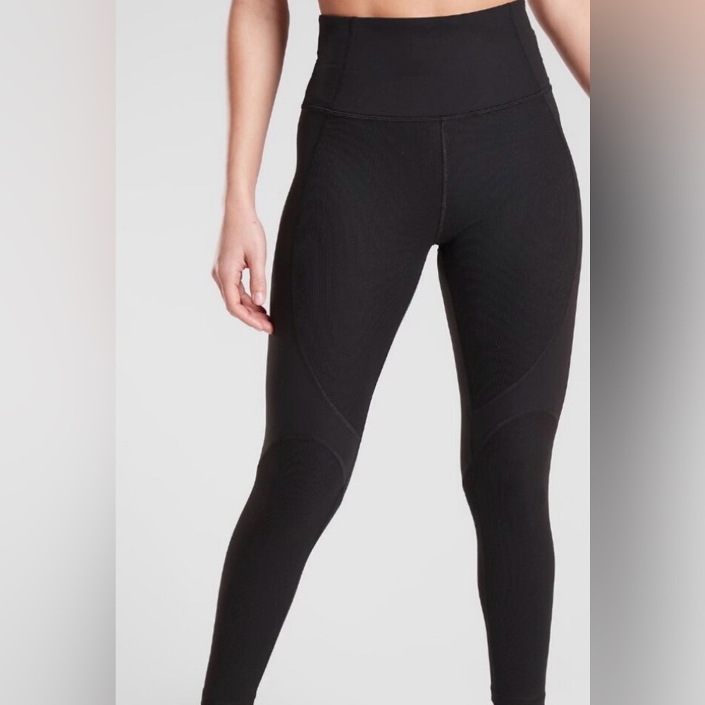 Athleta Powervita Rise Up Rib 7/8 Tight Leggings black XS